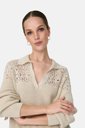 Trui met V-hals Ecru - ONLY®