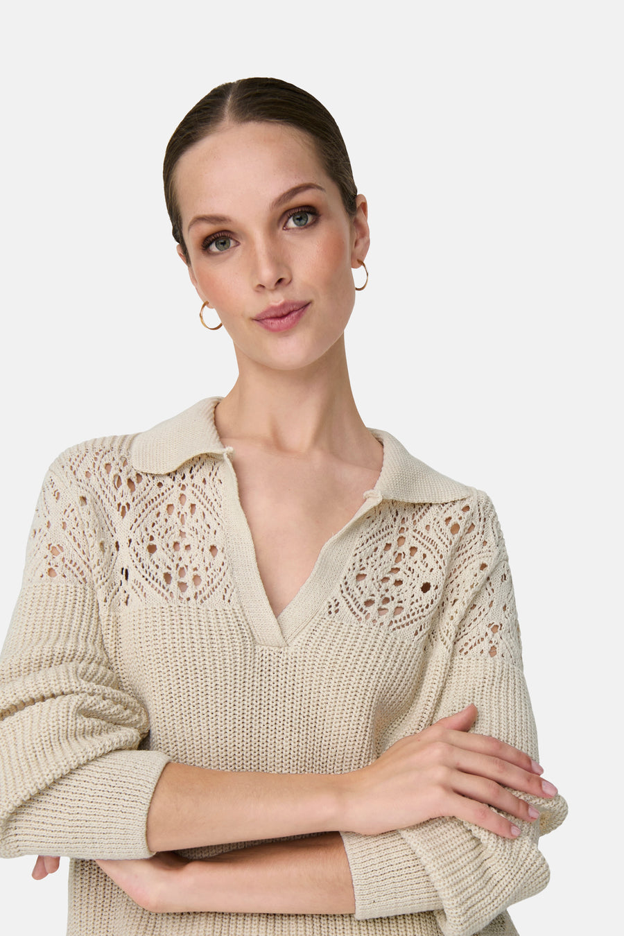 Trui met V-hals Ecru - ONLY®