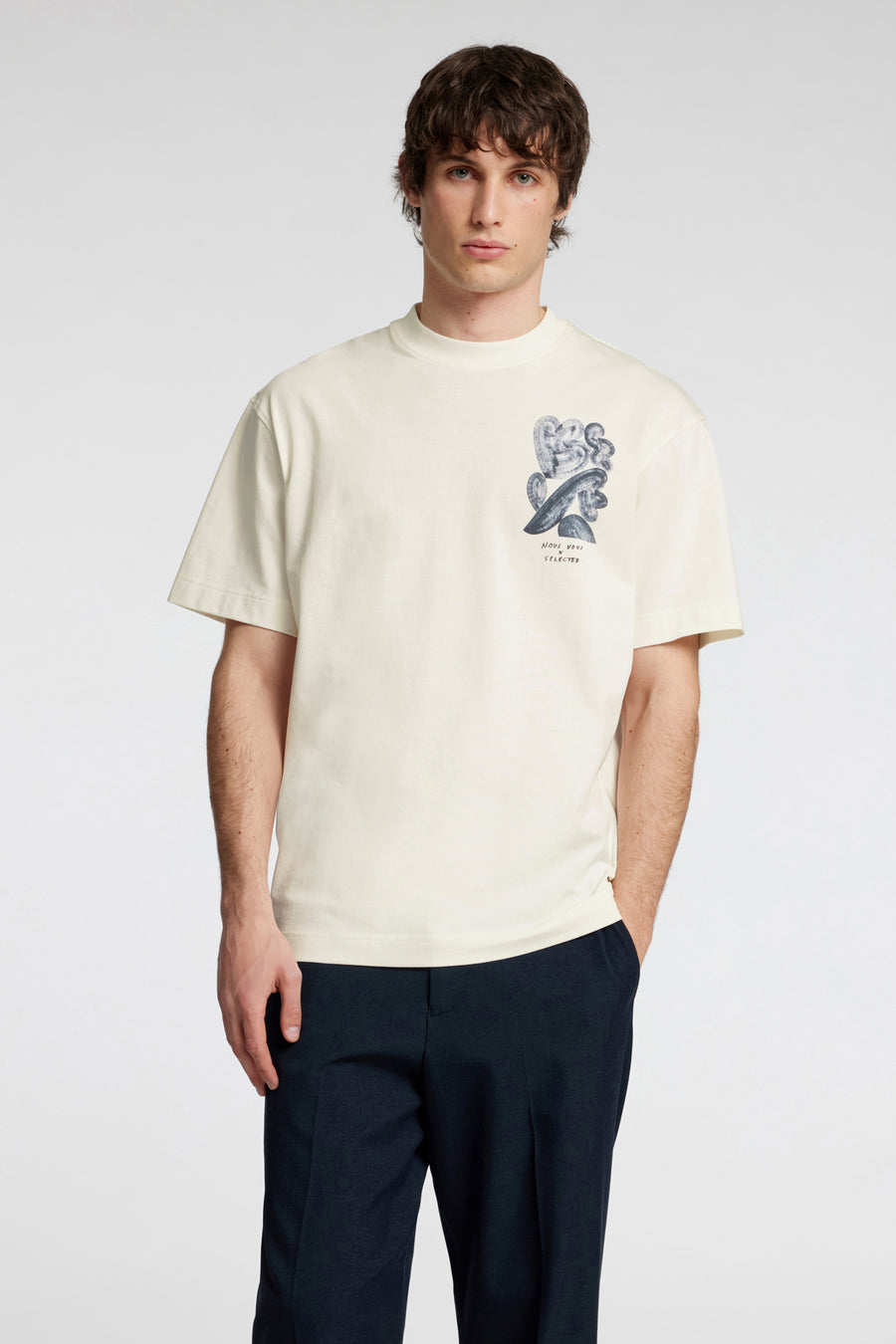 T-shirt (korte mouwen) Ecru - SELECTED