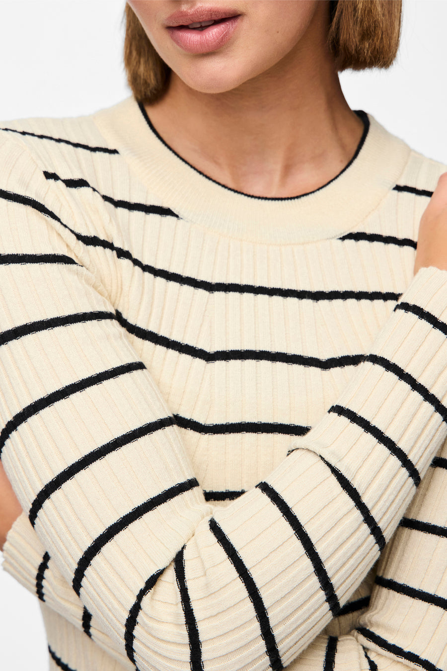Trui met ronde hals Ecru - PIECES®