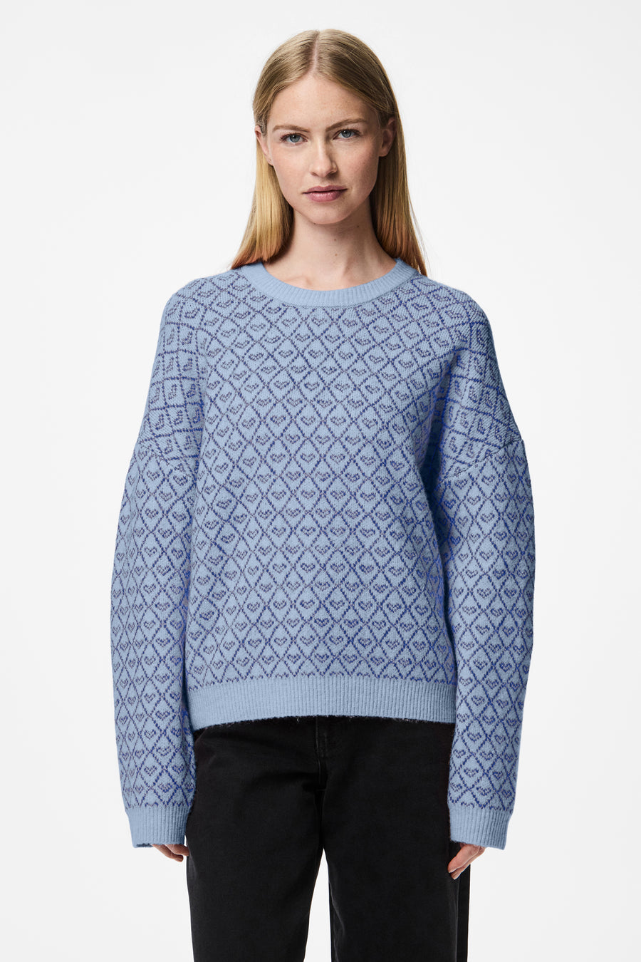 Trui met ronde hals Blauw - PIECES®