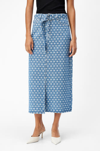 Rok 3/4 Mid blue denim - OBJECT