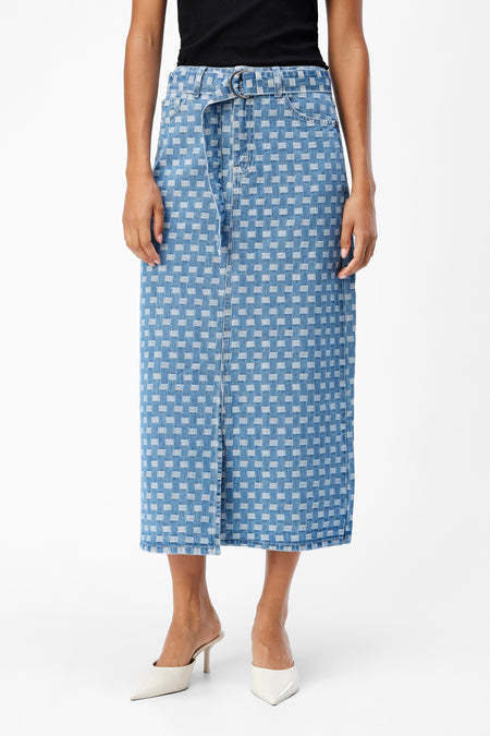 Rok 3/4 Mid blue denim - OBJECT