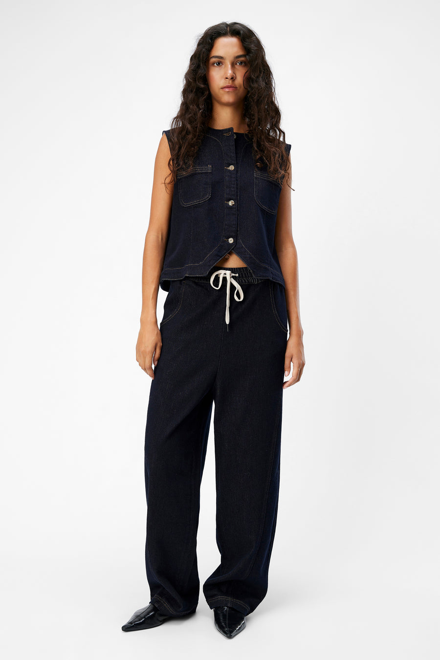 Jeans wide Dark blue denim - OBJECT
