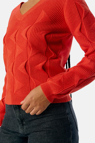 Trui met V-hals Rood - OBJECT