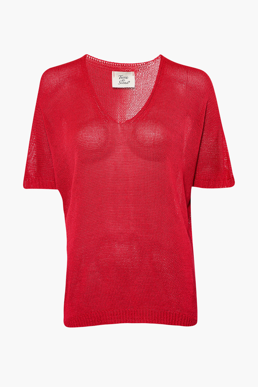 Trui met V-hals Rood - Terra di Siena