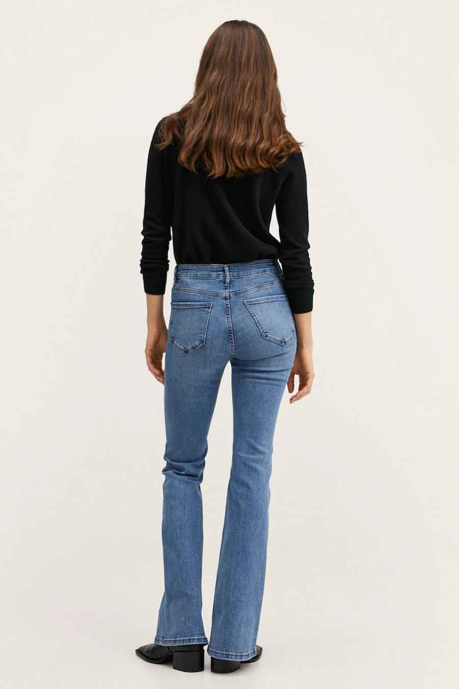 Jeans flared Mid blue denim - Mango