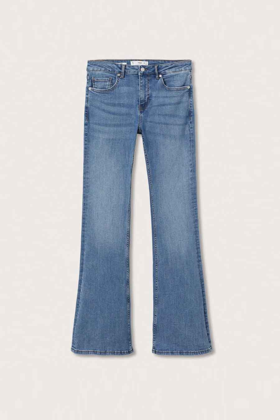 Jeans flared Mid blue denim - Mango