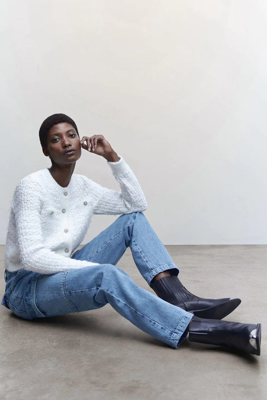 Jeans straight Mid blue denim - Mango