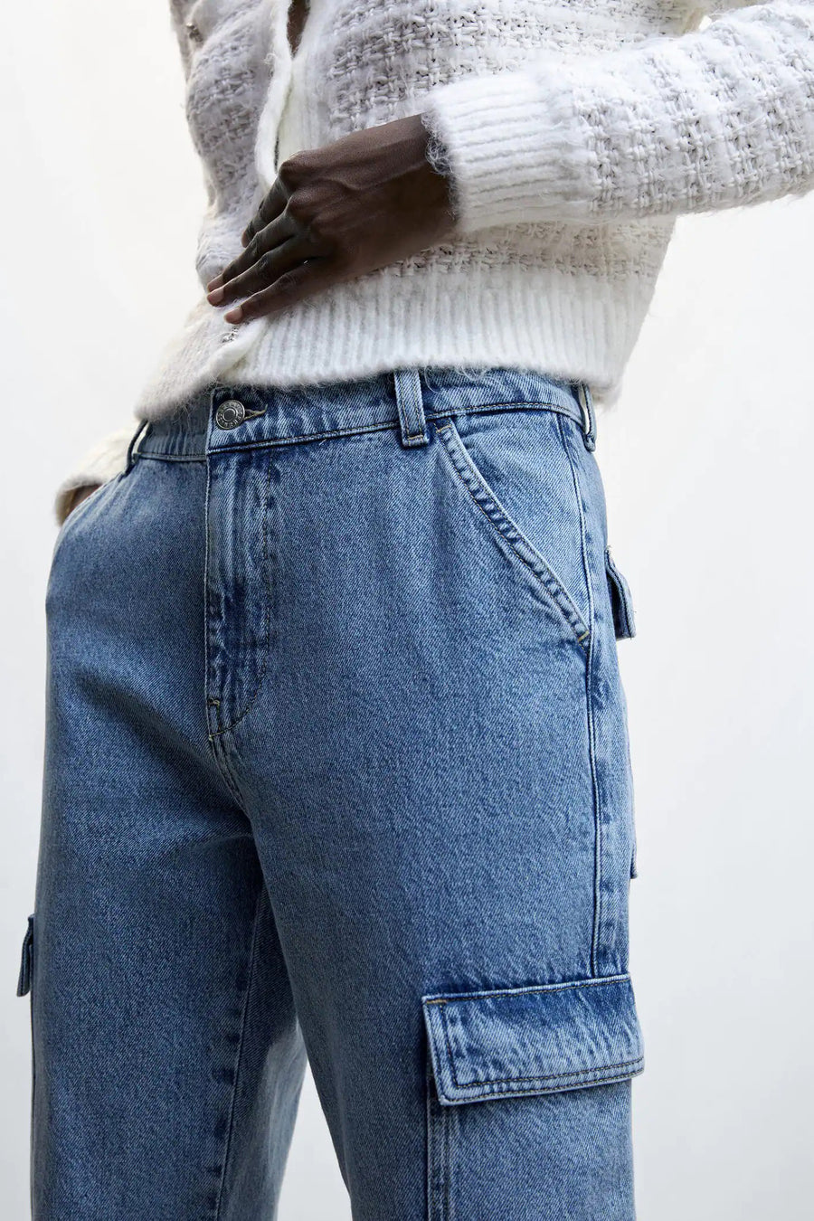 Jeans straight Mid blue denim - Mango