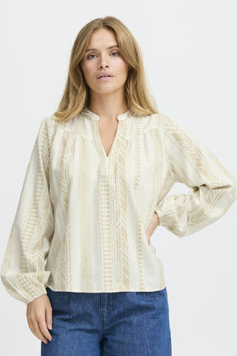 Blouse (lange mouwen) Ecru - PULZ