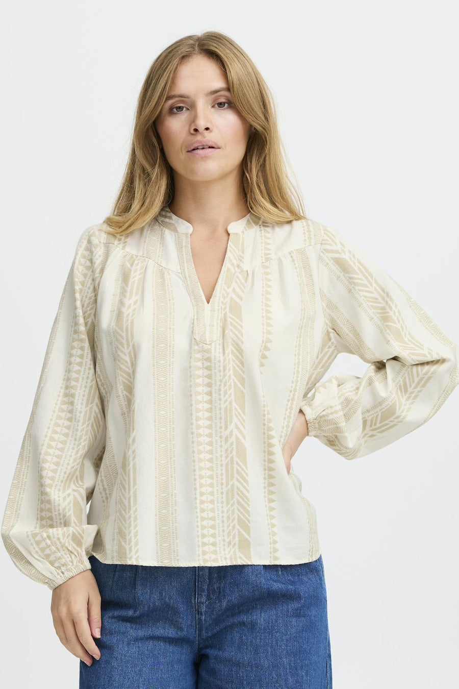 Blouse (lange mouwen) Ecru - PULZ
