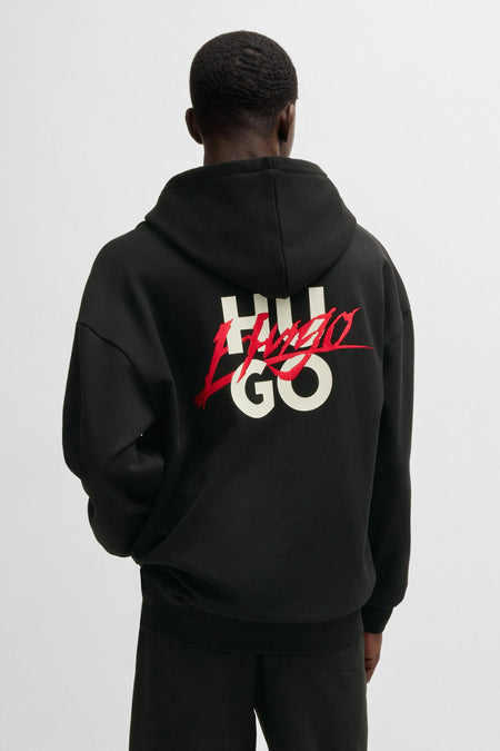 Sweater met kap Zwart - HUGO