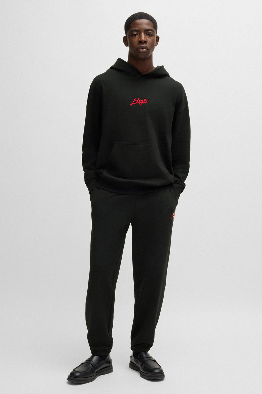 Sweater met kap Zwart - HUGO
