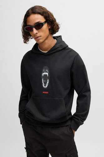 Sweater met kap Zwart - HUGO