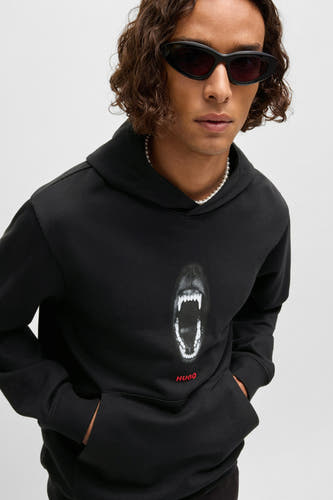 Sweater met kap Zwart - HUGO
