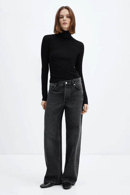 Jeans wide Zwart - Mango