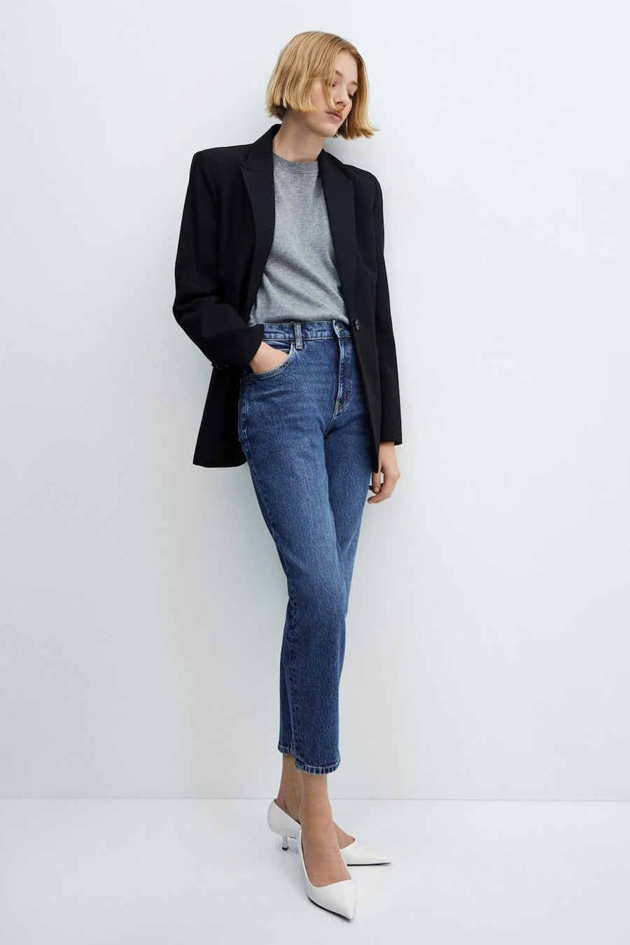 Mom Jeans Dark blue denim - Mango