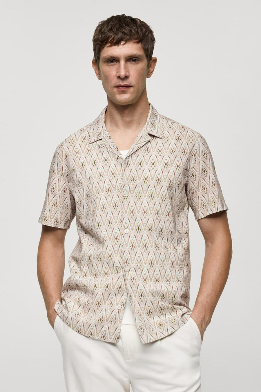 Hemd (korte mouwen) Beige - Mango