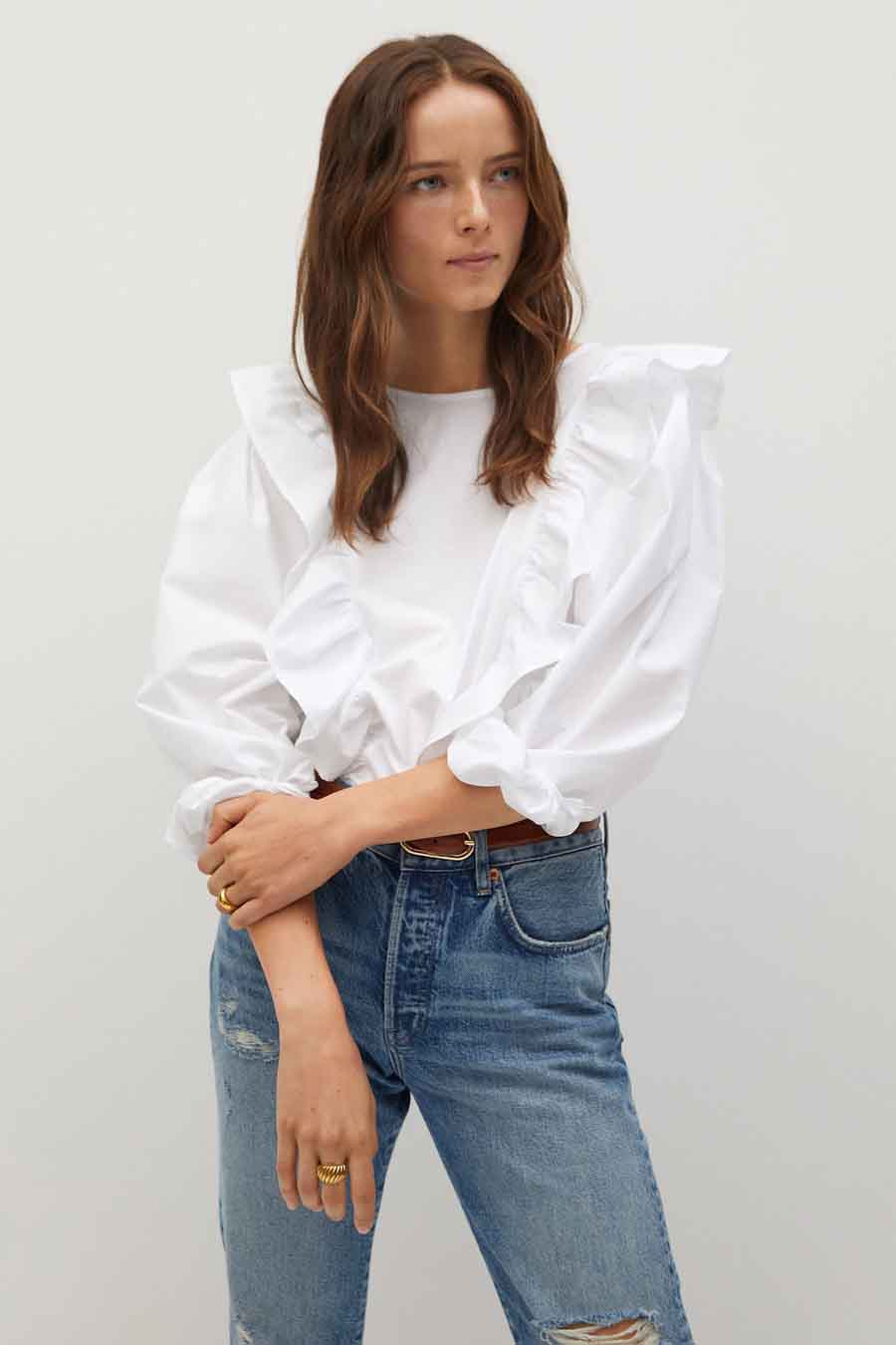Blouse (lange mouwen) Wit - Mango