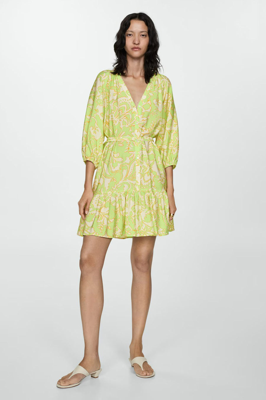 Jurk 3/4 Geel - Mango