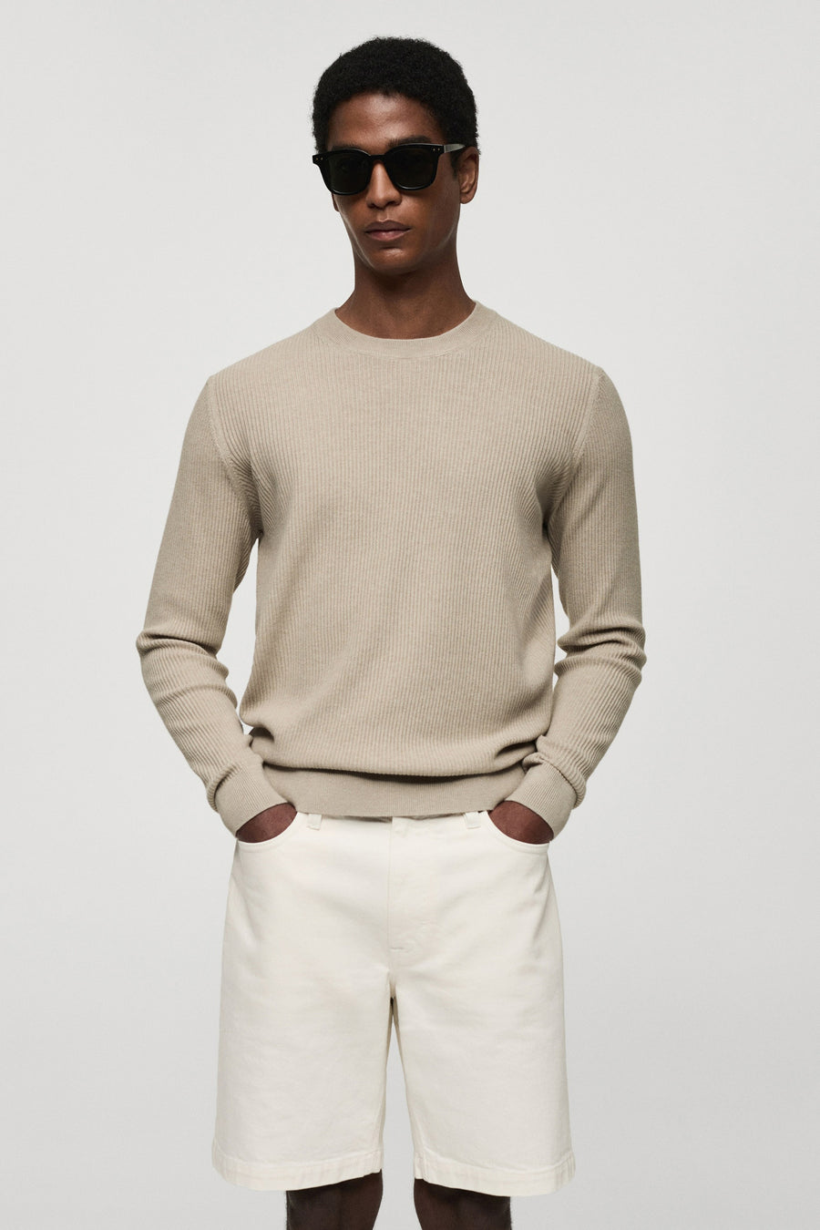 Trui met ronde hals Beige - Mango
