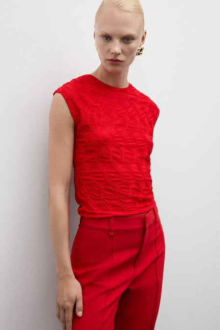 Blouse (korte mouwen) Rood - Mango