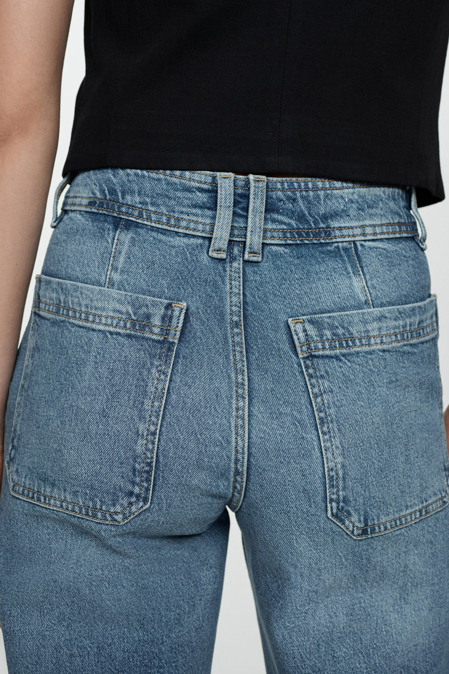 Jeans wide Mid blue denim - Mango
