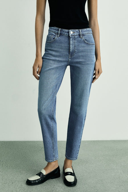 Mom Jeans Mid blue denim - Mango
