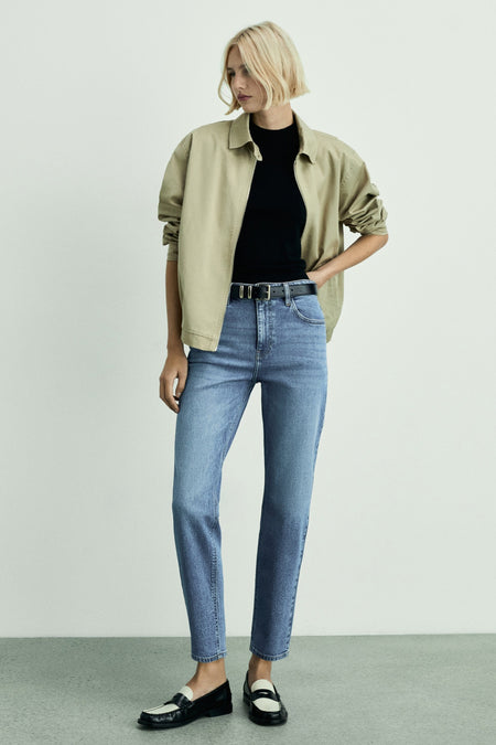 Mom Jeans Mid blue denim - Mango