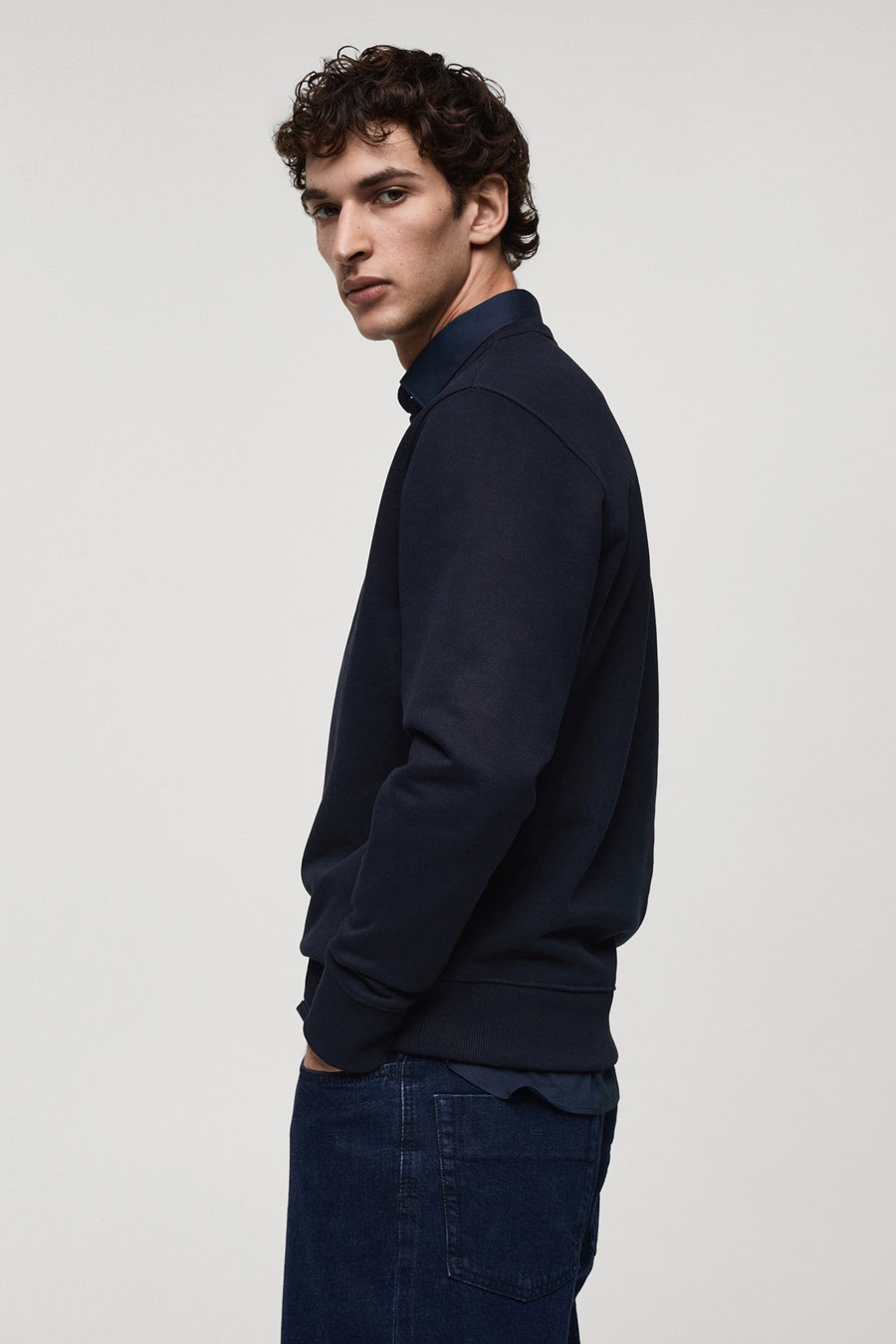 Sweater met ronde hals Blauw - Mango
