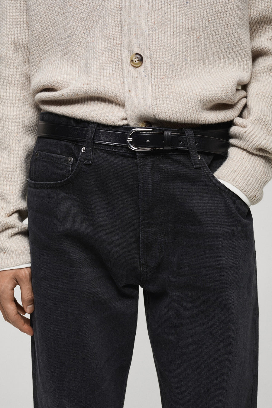 Jeans straight Dark grey denim - Mango