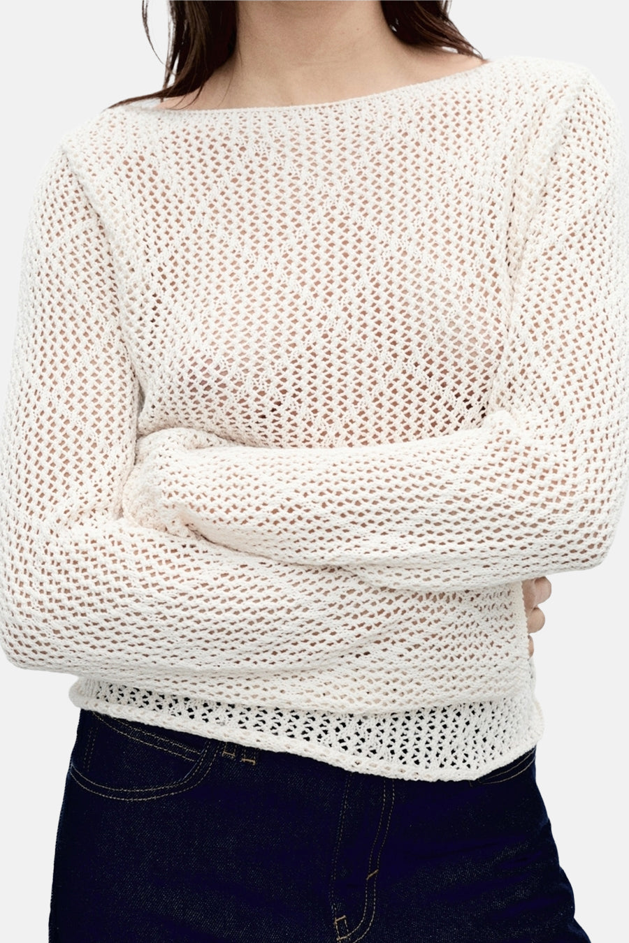 Trui met ronde hals Ecru - Mango
