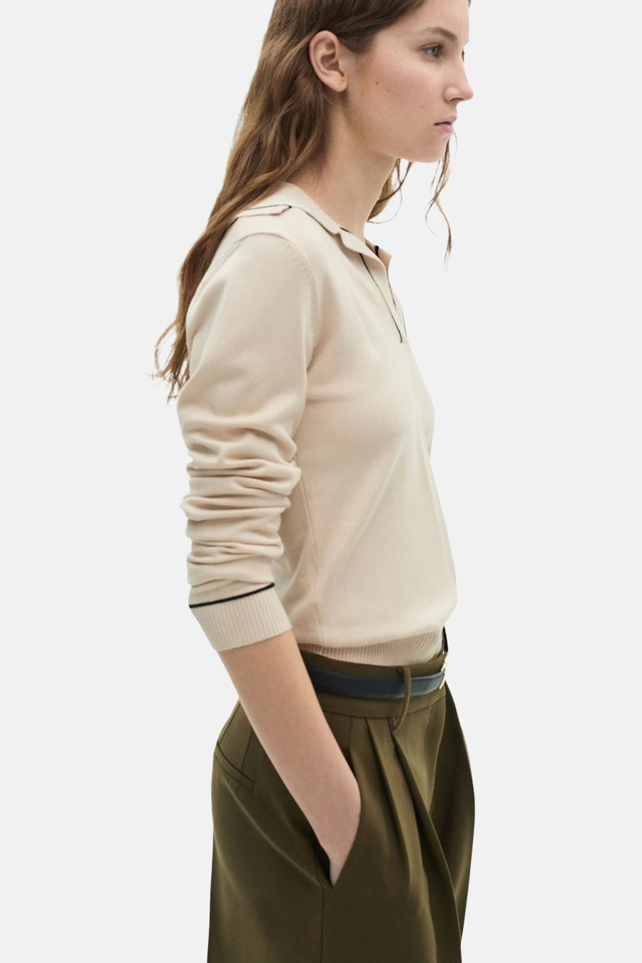 Trui met V-hals Beige - Mango