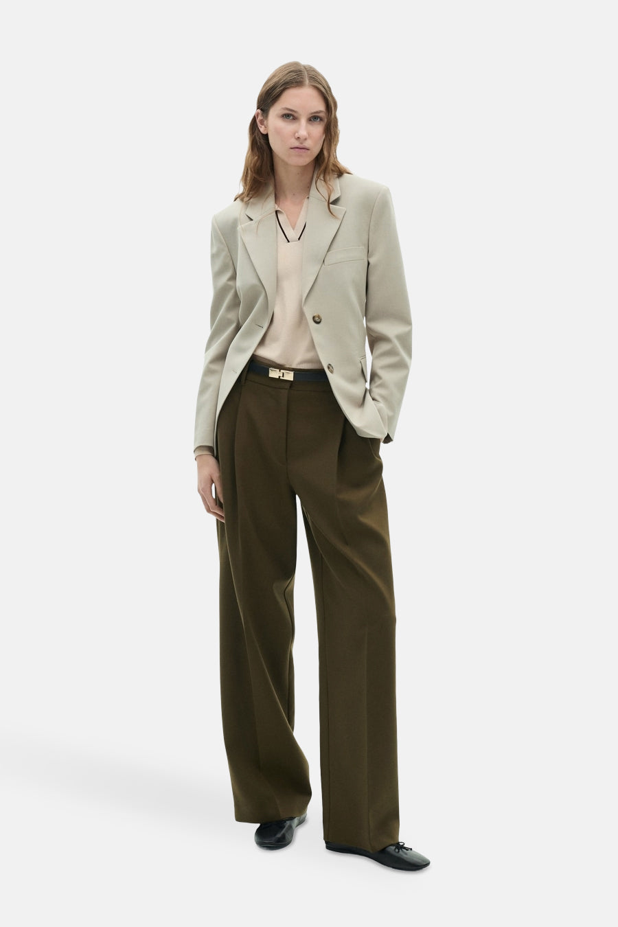 Trui met V-hals Beige - Mango