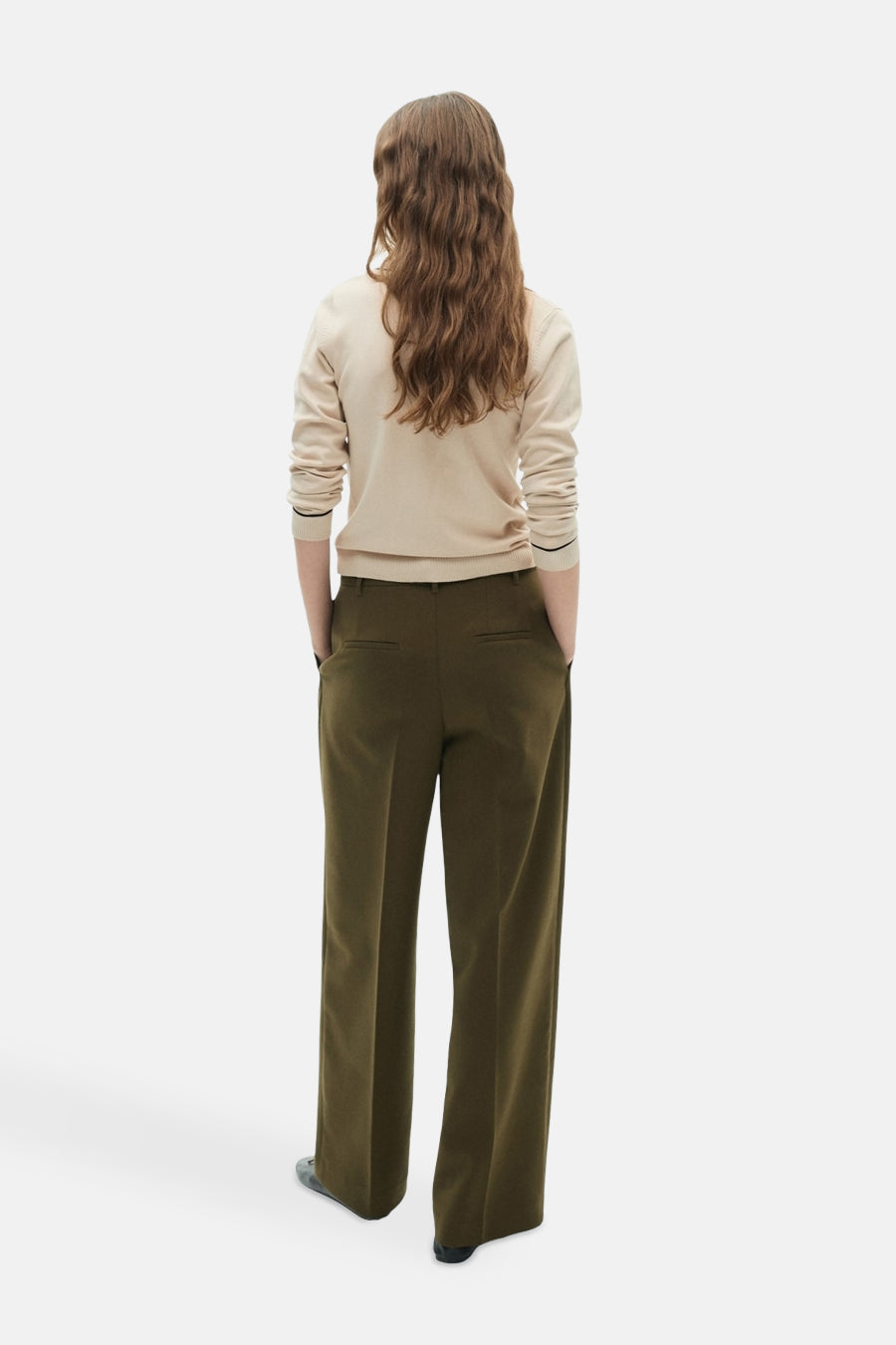 Trui met V-hals Beige - Mango