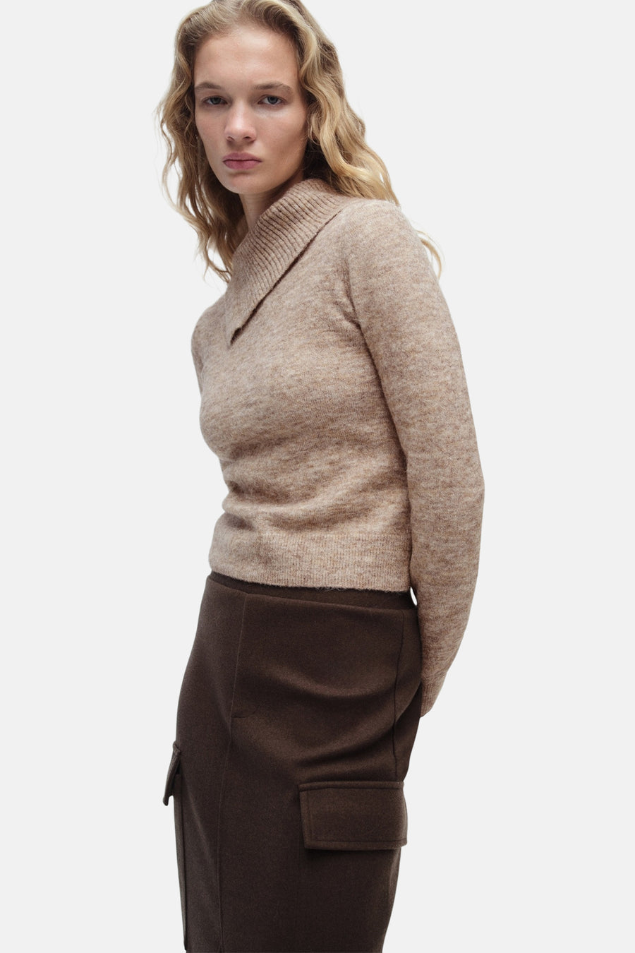 Trui met rolkraag Beige - Mango
