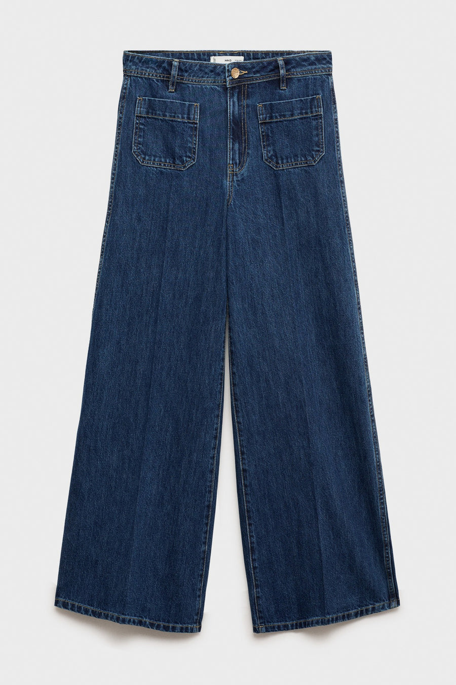 Jeans wide Dark blue denim - Mango