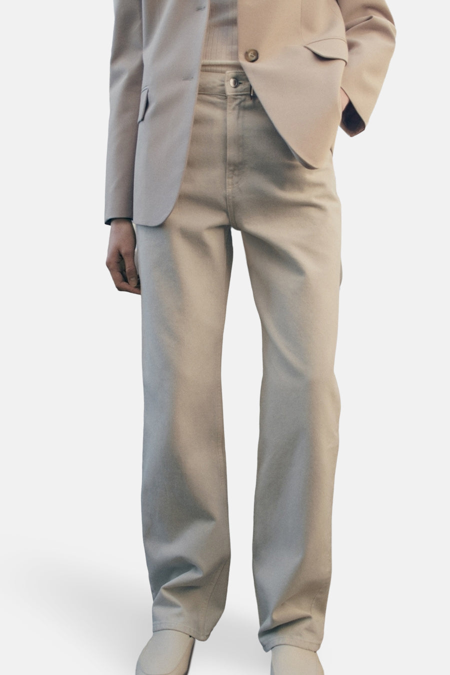 Jeans straight Light grey denim - Mango