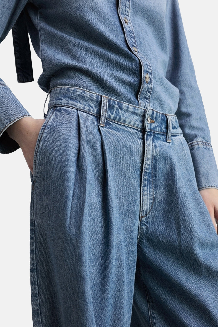 Jeans wide Light blue denim - Mango