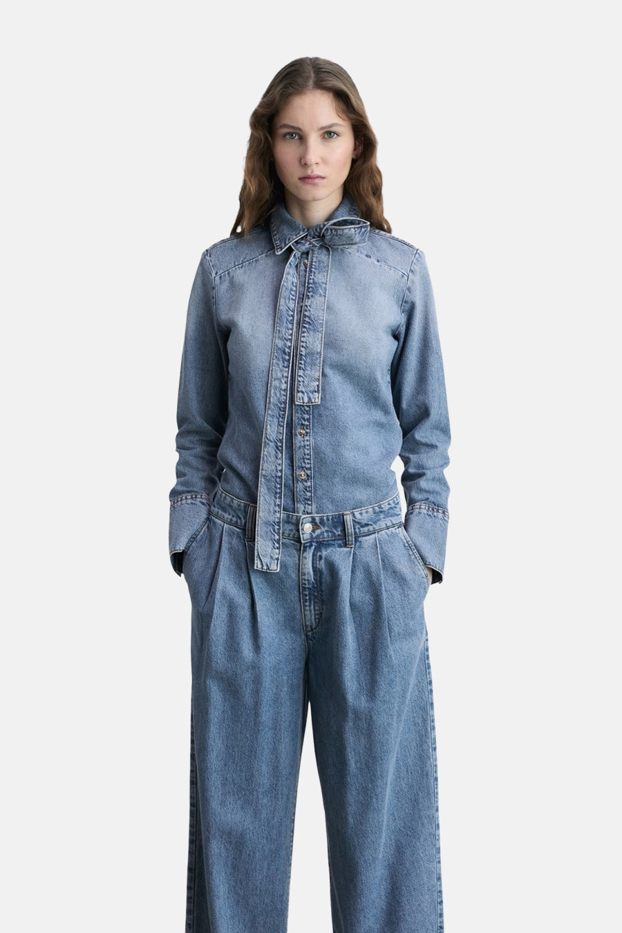 Jeans wide Light blue denim - Mango