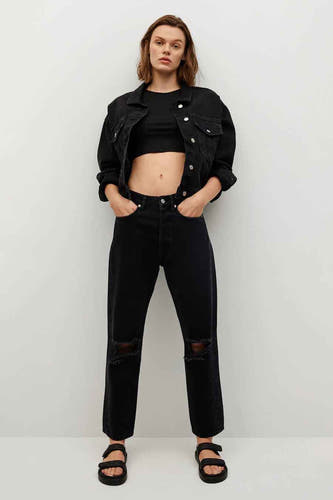 Jeans straight Black denim - Mango