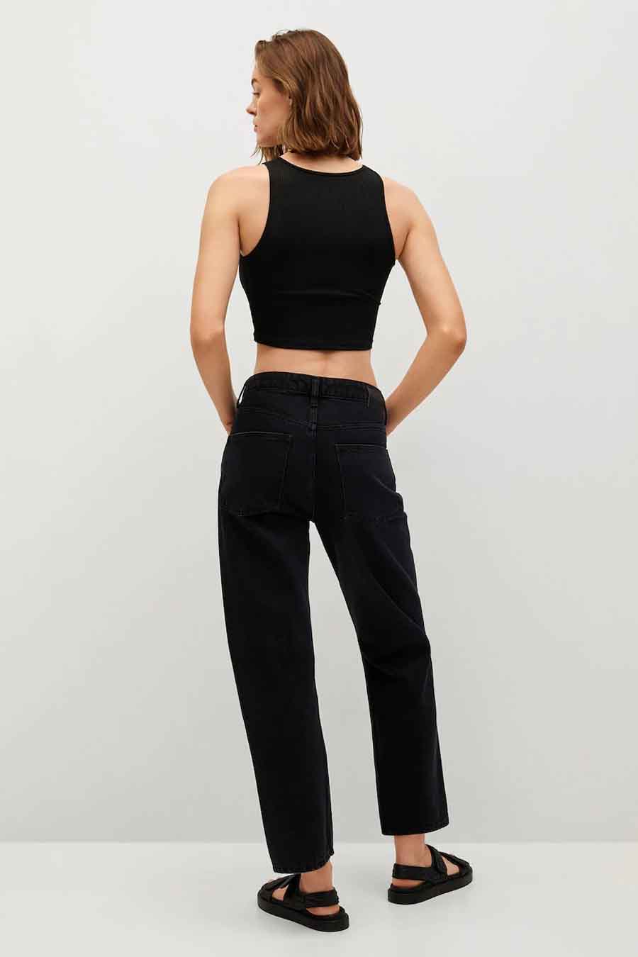 Jeans straight Black denim - Mango