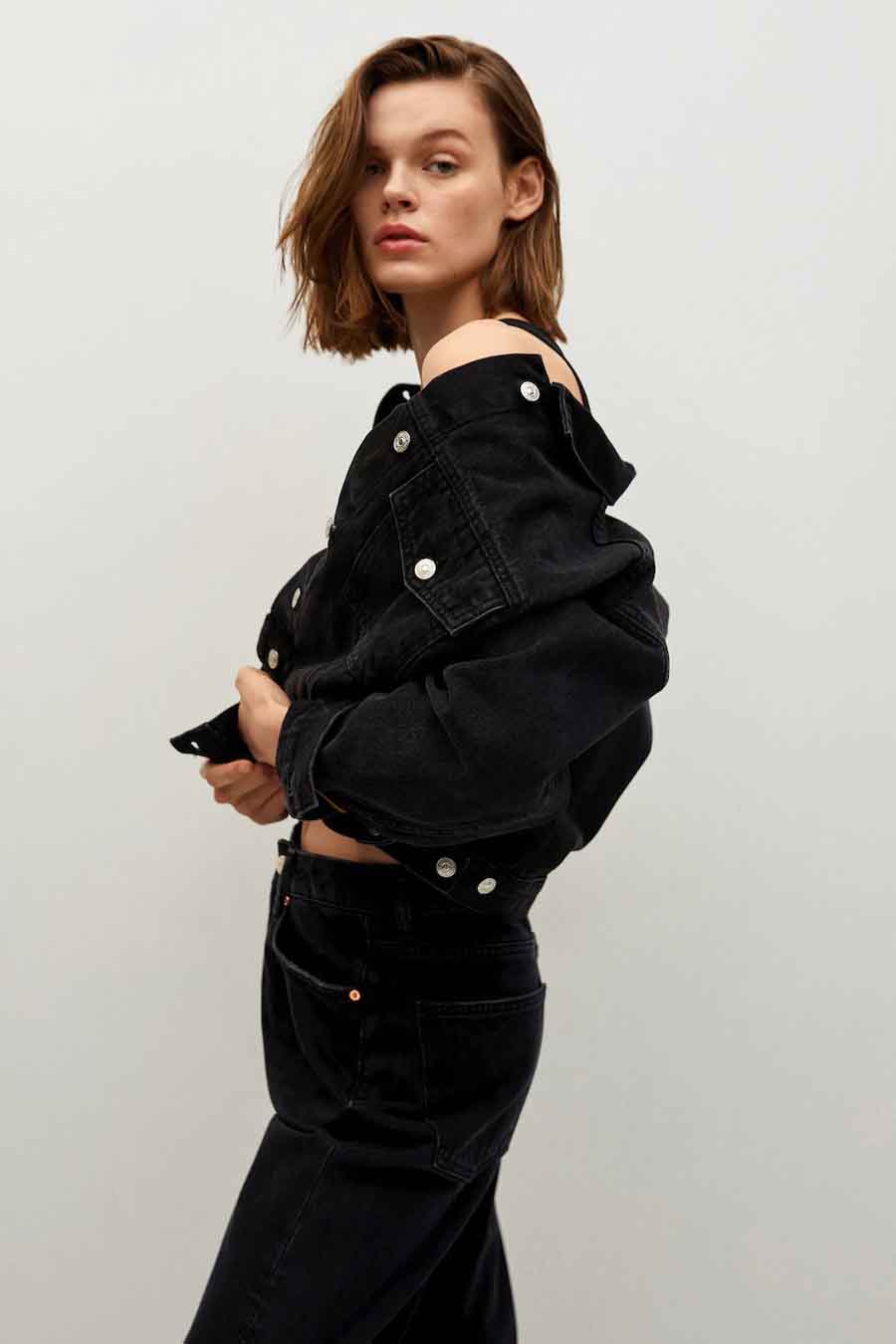 Jeans straight Black denim - Mango