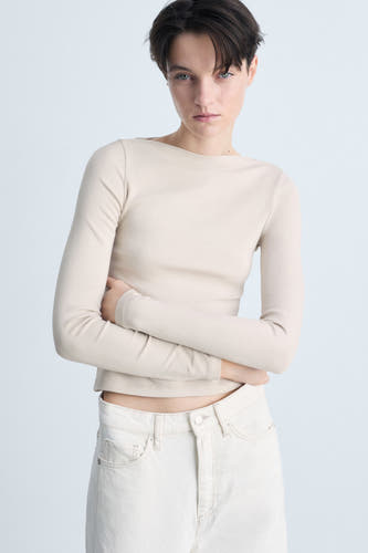 Top (lange mouwen) Beige - Mango