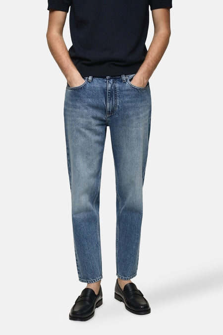 Jeans tapered Mid blue denim - Mango