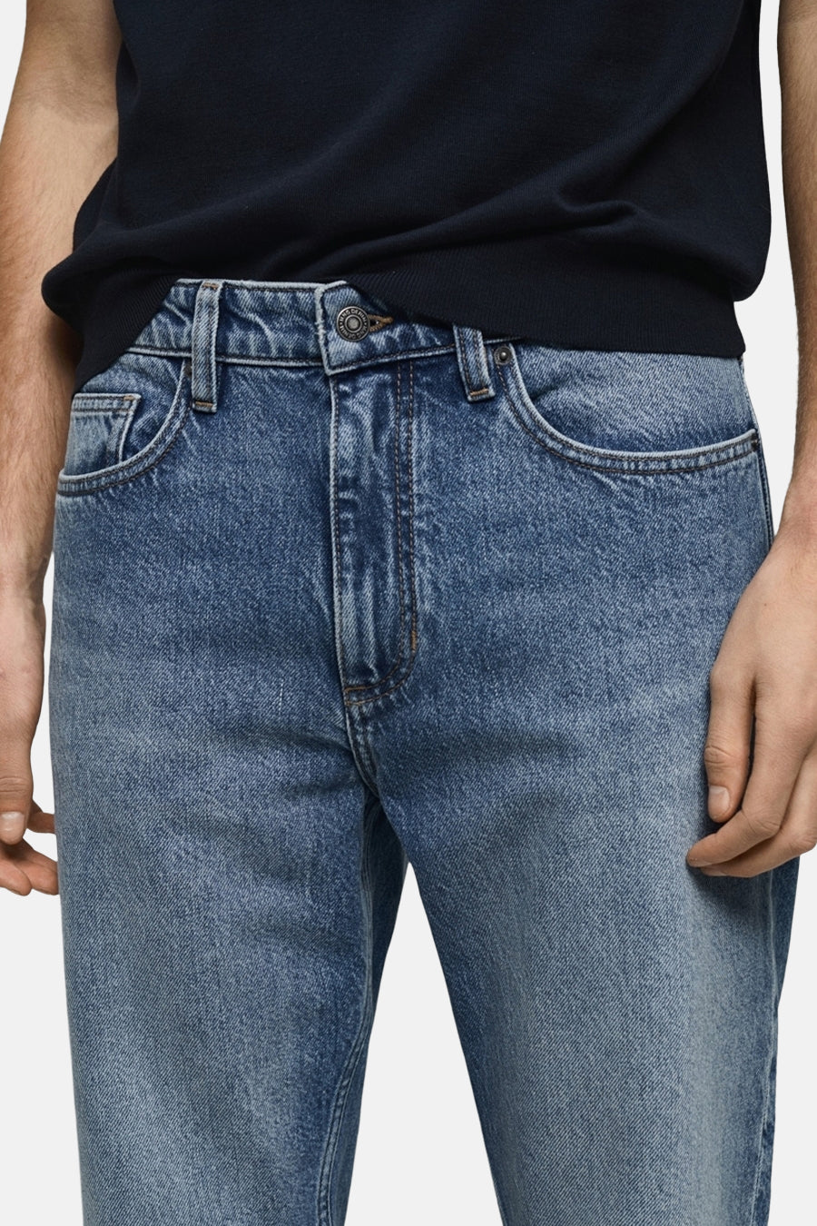 Jeans tapered Mid blue denim - Mango