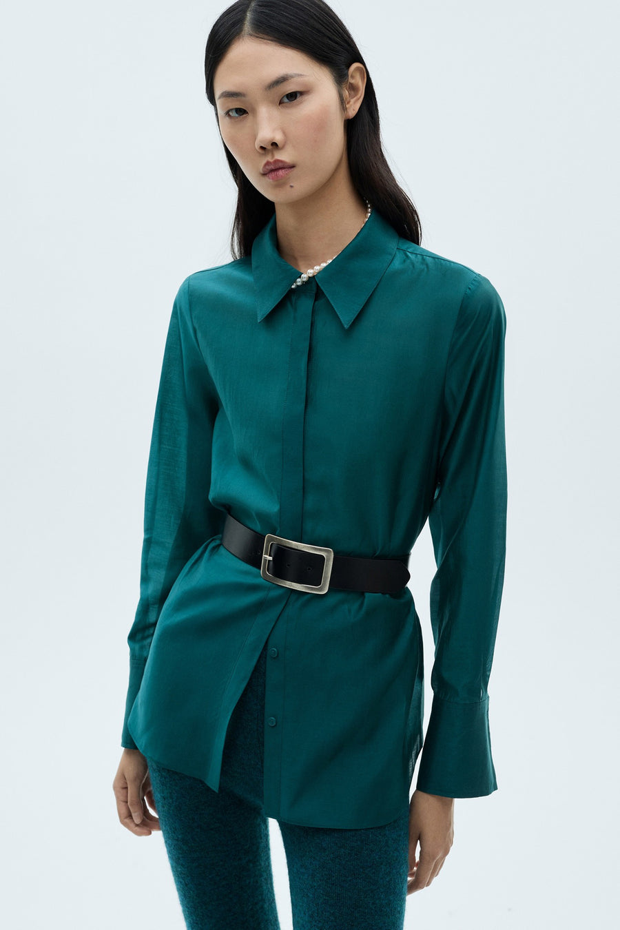 Hemd (lange mouwen) Turquoise - Mango