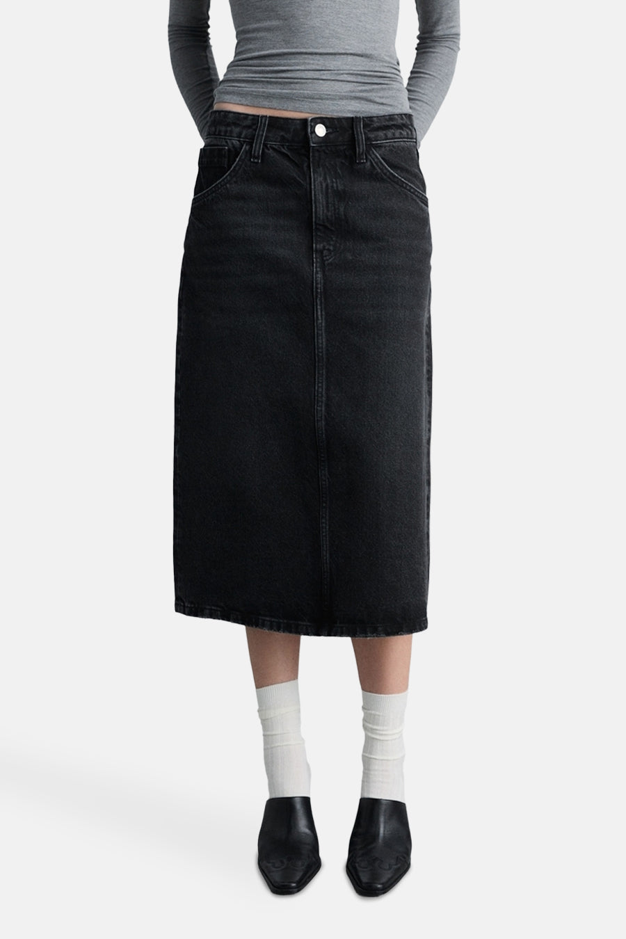 Rok 3/4 Black denim - Mango