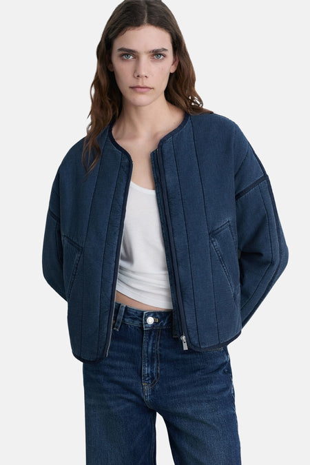 Korte jas Mid blue denim - Mango